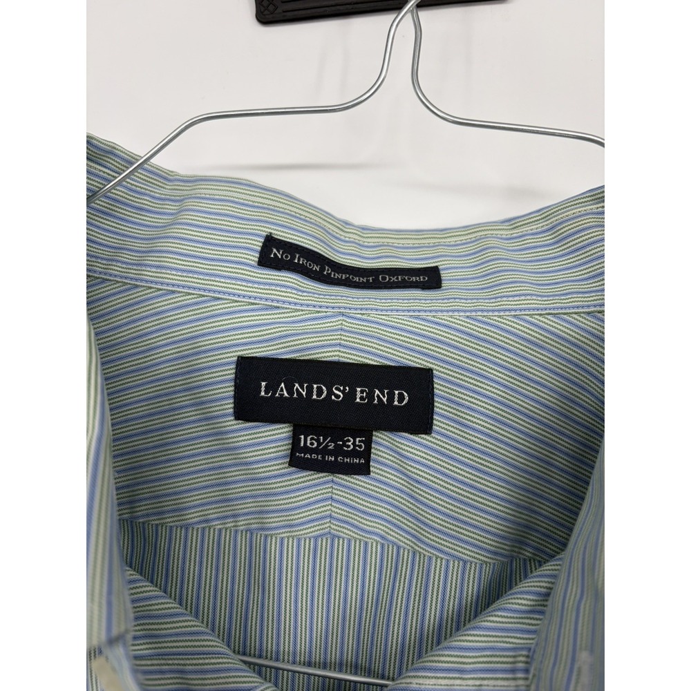 Lands' End Mens No Iron Pinpoint Oxford Shirt Button Front Size 16.5-35 - Picture 4 of 6